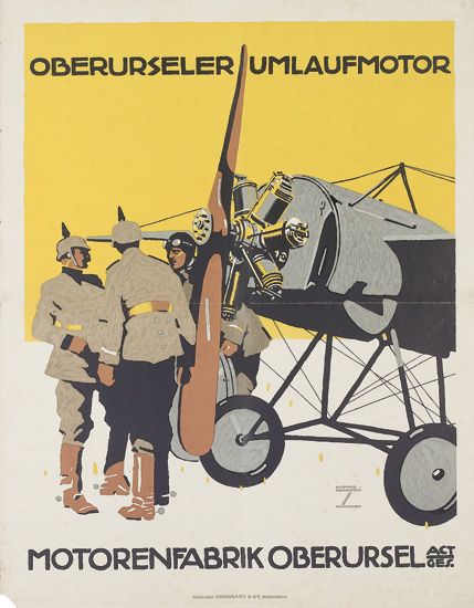 LUDWIG HOHLWEIN (1874-1949). OBERURSELER UMLAUFMOTOR / MOTORENFABRIK OBERURSEL. Circa 1915. 35x27 inches, 89x70 cm. Kornsand & Co., Fra